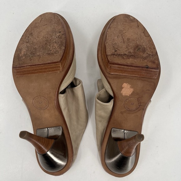 Anthropologie Leifsdottir‎ Jenni Taupe Italian Leather Heels Size 41 EUR 10.5 US - Picture 11 of 13